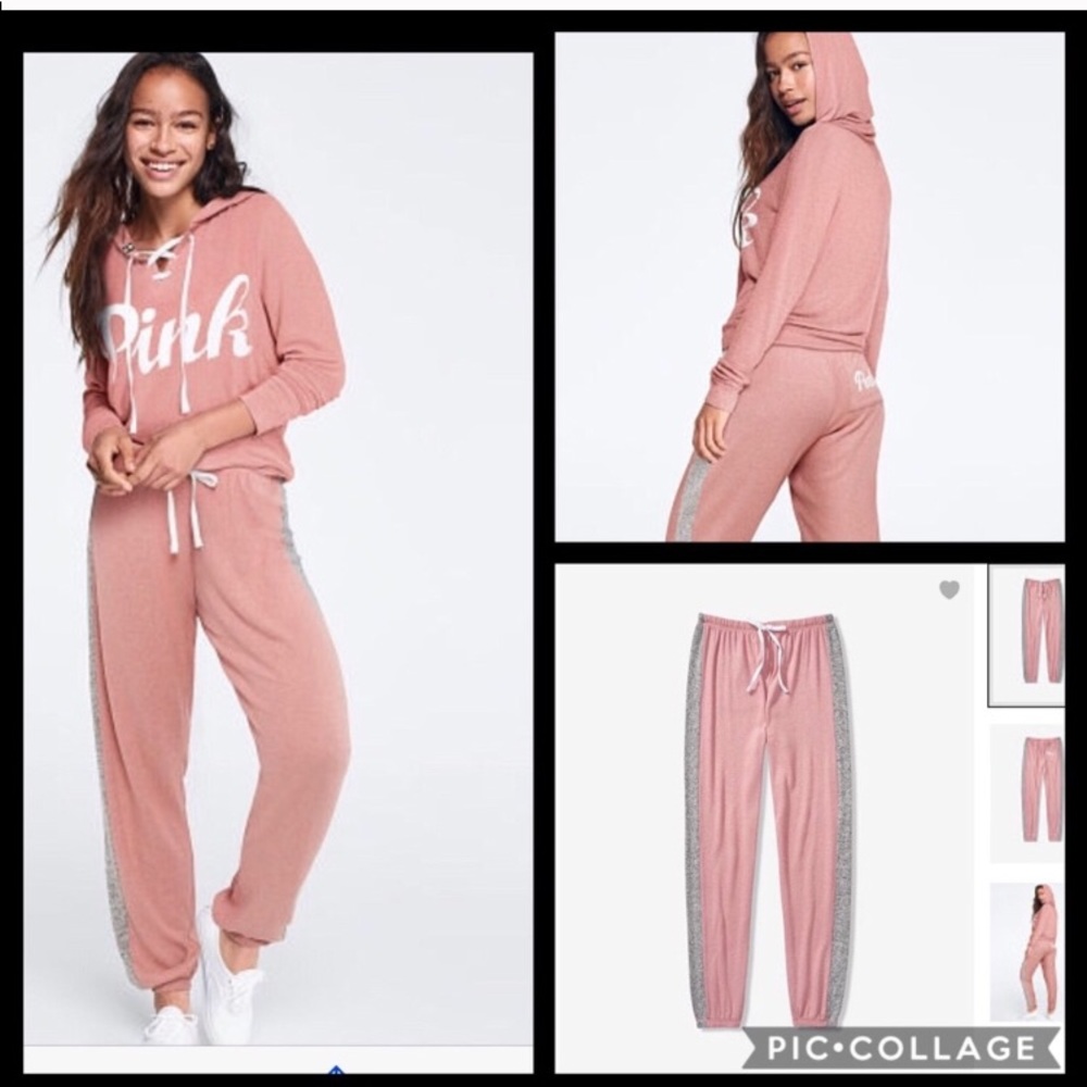 VS PINK COZY LACEUP HOODIE COZY CLASSIC JOGGERS